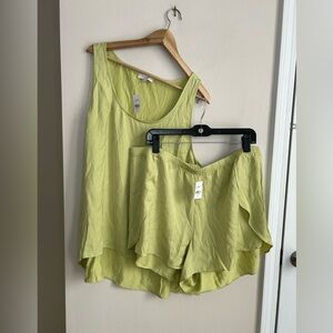 NWT LOFT Sleep Lime Green Matching Set Shorts Tank Top Pajamas Sleepwear XXL